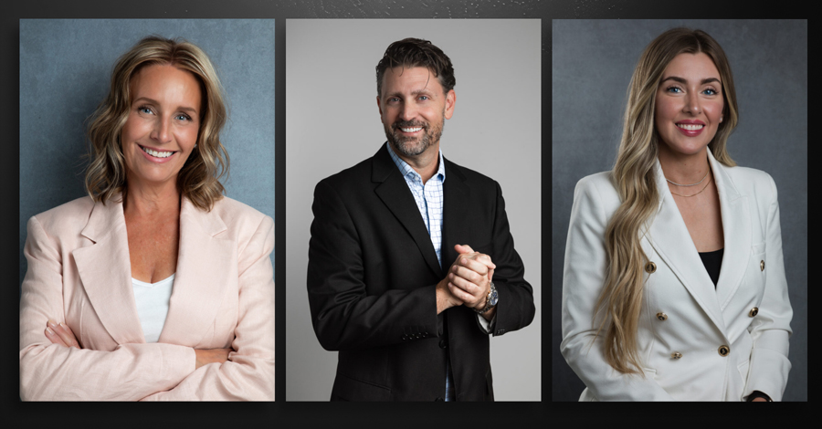 Three professional portraits featuring a man and woman, showcasing Utah's Premier Headshot Photography Studio.