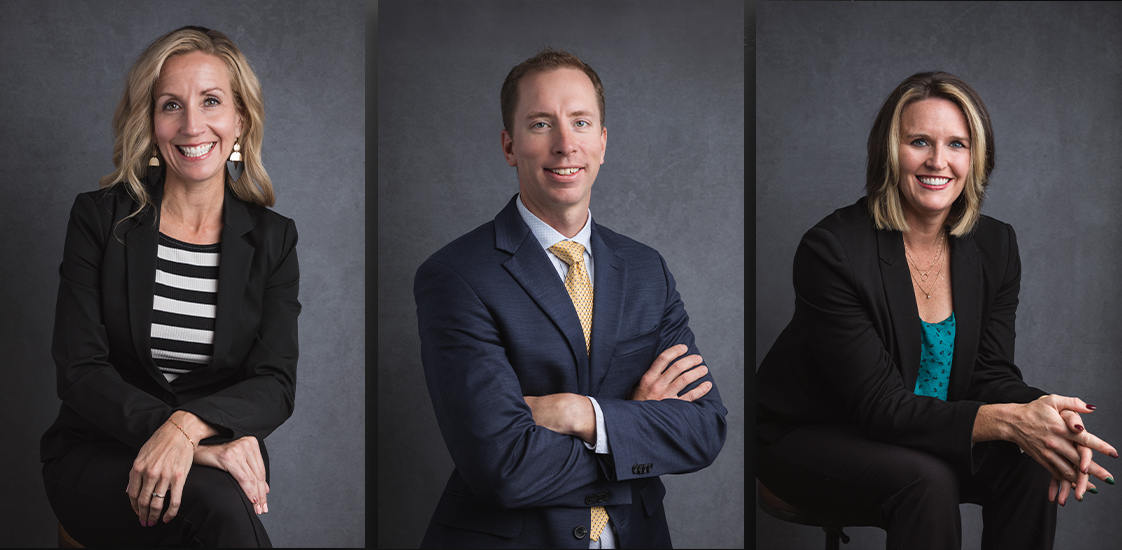 Three professional portraits featuring a man and woman, showcasing Utah's Premier Headshot Photography Studio.